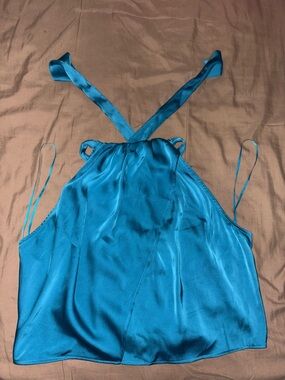 Rachel Zoe Bright Teal Sleeveless Satin Top